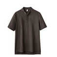 thumbnail image 4 of LMOIPLI Mens Short Sleeve Mandarin Collar Henley Shirt Soft Breathable Casual Top for Daily and Business Casual Wear Coffee XL, 4 of 5