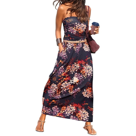 LASCANA Women's Bandeau Maxi Dress Ruching