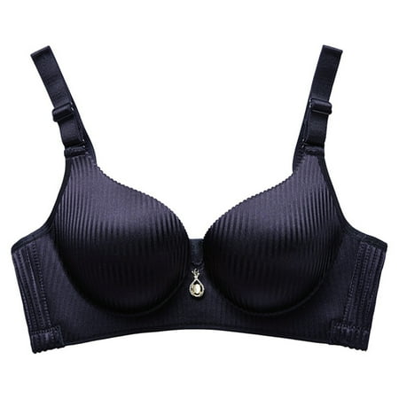

Push-up Bra Ultra-Thick Sponge Brassiere Wheel-Free 3/4 Cup Bra with Wide Shoulder Strap for Daily 黑色单件 38A/85A