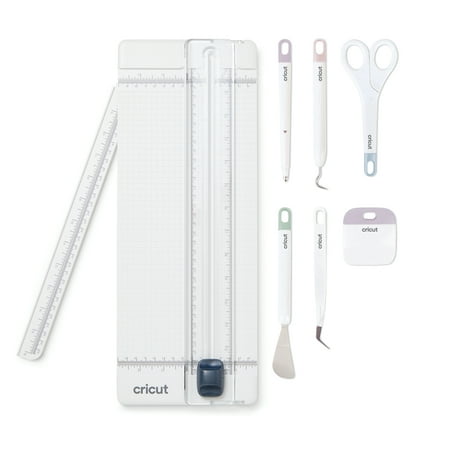 Cricut 13" Essential Tool Set: Craft Cutting Tools, 7-Piece Non-Powered Accessory, White, Plastic Handle
