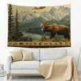 thumbnail image 5 of Creowell Bear Moose Mountains Wall Tapestry Art for Home Decoration 60x40in, 5 of 7