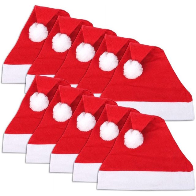 CHAO 20 piezas Gorros navideños 39x28cm Gorros de Papá Noel Gorro navideño de San Nicolás Paquete de 20 piezas