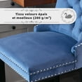 thumbnail image 6 of Velvet Upholstered Bar Stools Set of 2 with Back and Wood Legs, Metal Pulling Ring, Armless Counter Height Barstools for Kitchen Island, Pub, 6 of 7