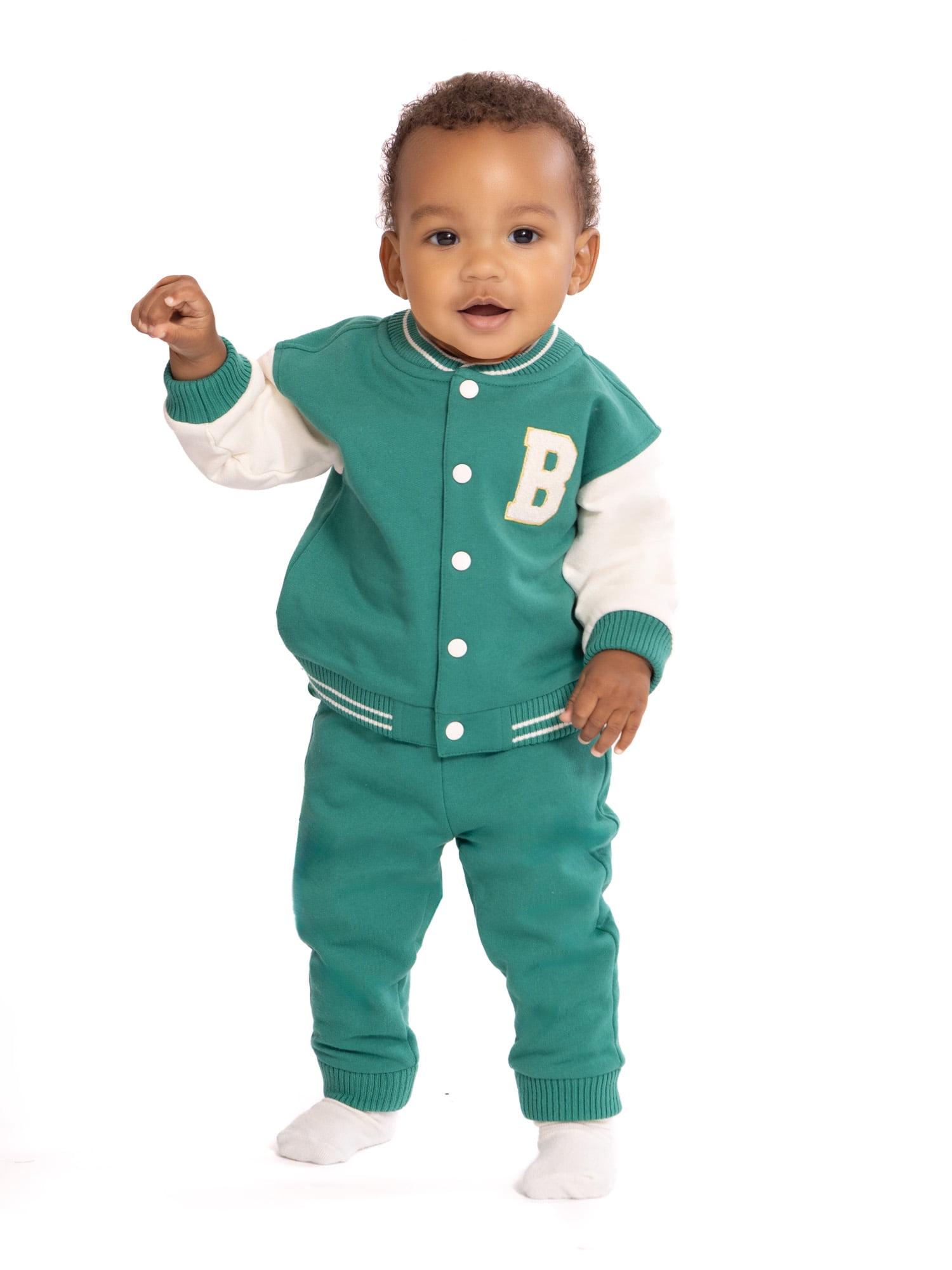 Wonder Nation Baby Boys Varsity Jacket and Jogger Pants Matching Set, 2-Piece, Sizes 0/3M-24M