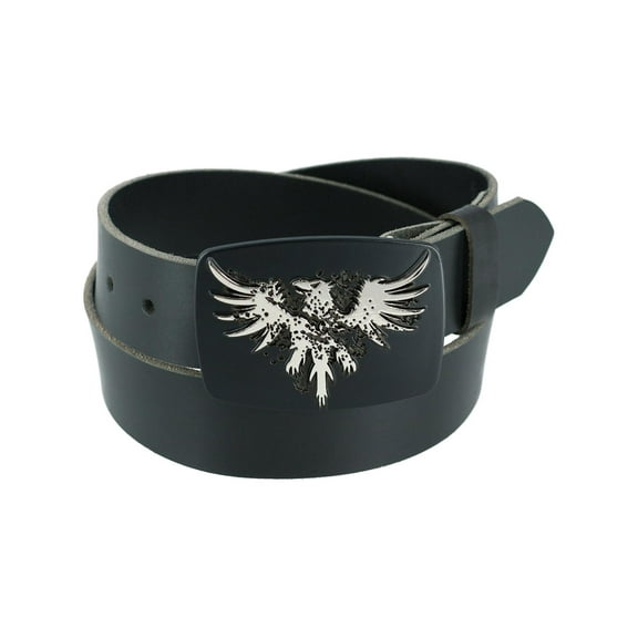 CTM Leather Bridle Belt with Phoenix Belt Buckle (2 Buckle Set) (Men)