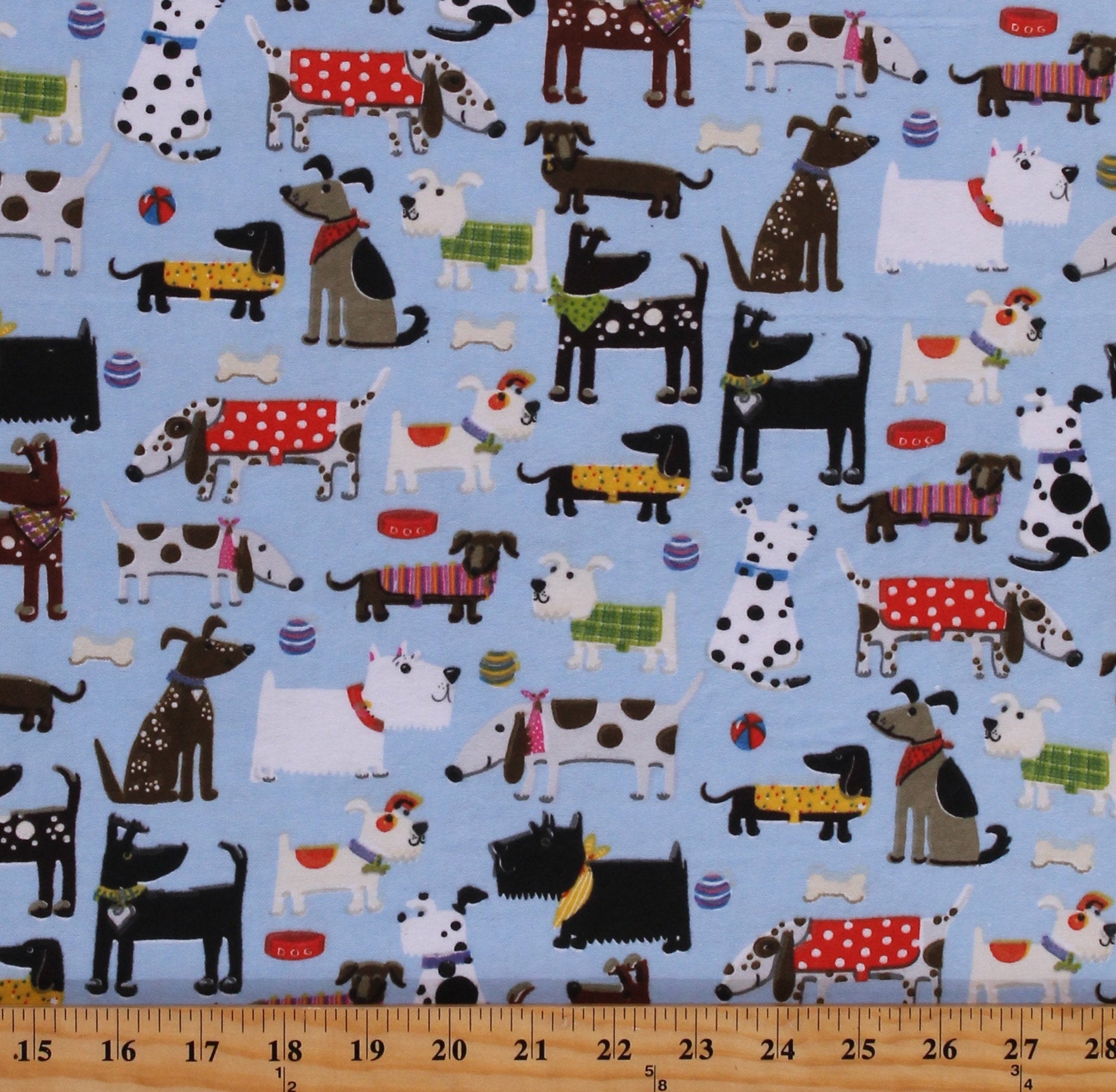 Flannel Dogs Puppies Puppy Pets Animals on Blue Children's Kids Cotton