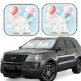 thumbnail image 2 of Bingfone Cute Elephant Bunny Flying With Balloon Print 2-Piece Sun Shade Front Windshield - Foldable Car Front Window Sunshades For Most Sedans Suv Truck - Medium, 2 of 7