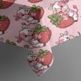 thumbnail image 2 of Pink Cow Strawberry Hug Pattern Rectangle Tablecloth 60"x102",Waterproof Polyester Rectangle Table Cloth, Wipeable Spillproof Polyester Tablecloth for Dining, Camping, Indoor and Outdoor, 2 of 6