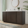 thumbnail image 2 of Vanity Art 63" Freestanding Bathroom Vanity Cabinet without Top in Brown, 2 of 6