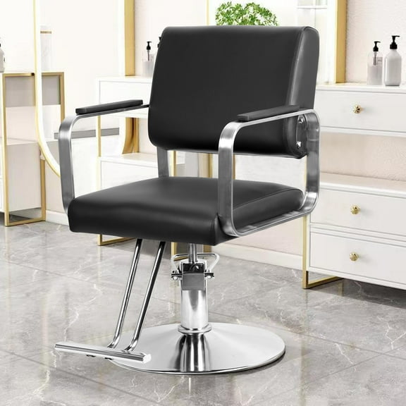 Nanly Barber Chair Salon Chair for Hair Stylist, Height Adjustable Hydraulic Barber Chair 360° Swivel Ergonomic Salon Chair with Footrest for Styling Salon Equipment