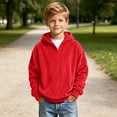 thumbnail image 6 of Edvintorg Boys Hoodies Size 10 12 Long Sleeve Corduroy Hooded Sweatshirt Solis Color Quarter Zip Pullover Top Kids Clothes Boys, 6 of 9