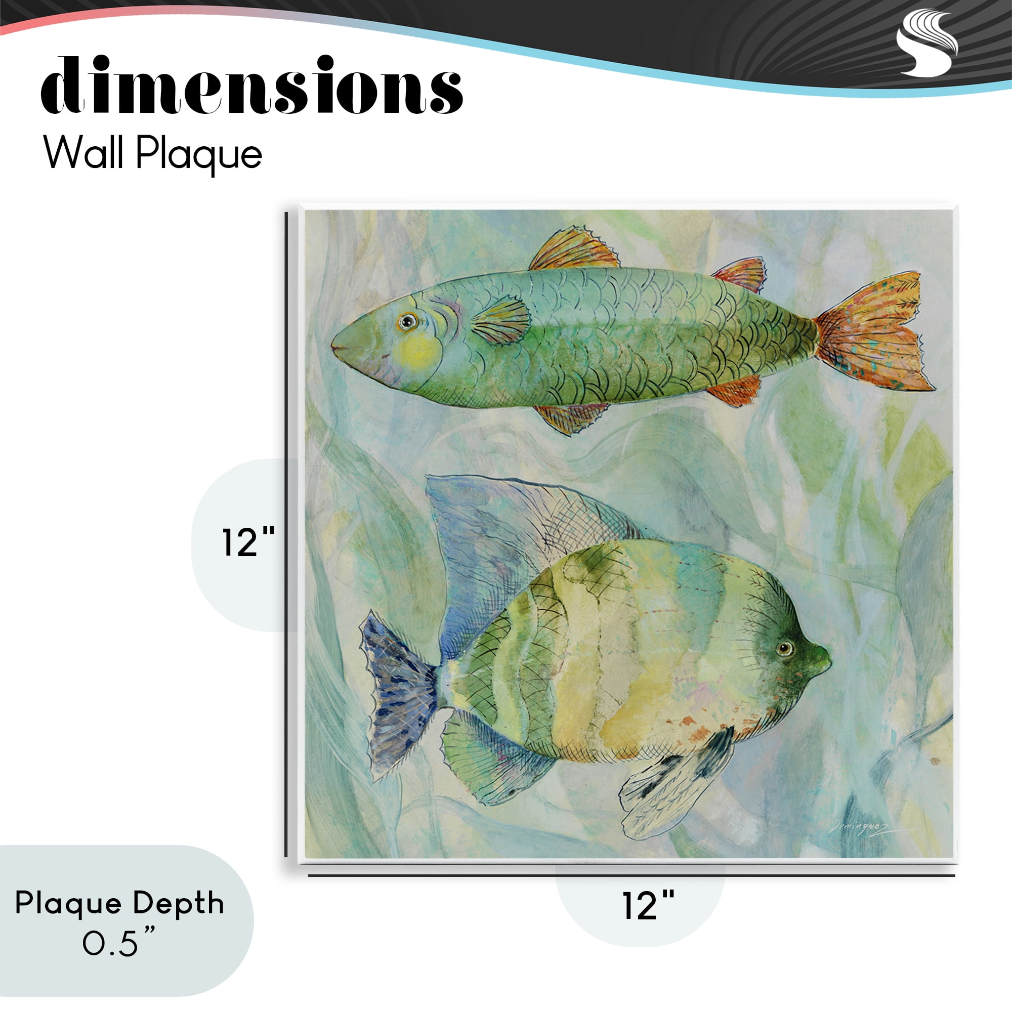Stupell Industries Sweet Fish Duo Watercolor Wall Plaque Art, design by Lorenzo Collective