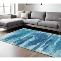 HomeRoots 574980 8 x 10 ft. Abstract Distressed Rectangle Area Rug, Sky Blue & Ivory