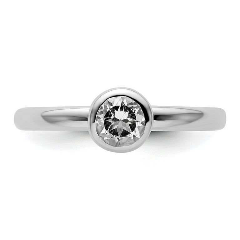Sterling Silver Stackable Expressions Low 5mm Round White Topaz Ring Sterling Silver Stackable Expressions Low 5mm Round White Topaz Ring