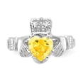 thumbnail image 5 of 14k White Gold November CZ Heart Birthstone Claddagh Ring R509, 5 of 6