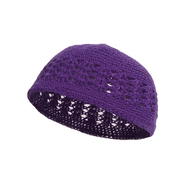 Knitted Head Beanie Hand Crocheted, Purple