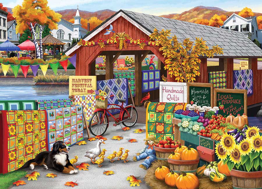 Jigsaw puzzle Landscape Village Life Picking the Perfect Pumpkin 500 piece NEW 