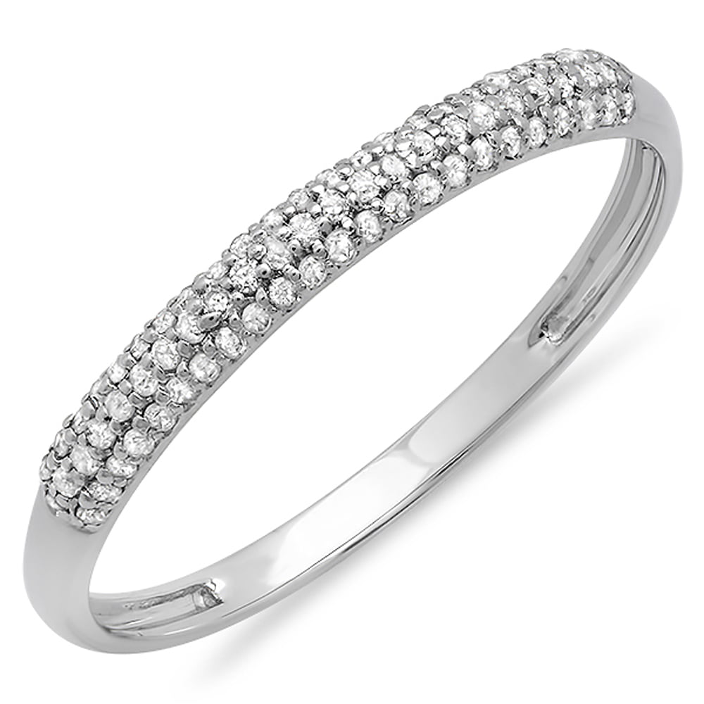 14K White Gold Dazzlingrock Collection Round Gemstone & White Diamond Ladies Stackable Anniversary Wedding Band Available in Various Metal 10K/14K/18K Gold