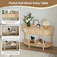 thumbnail image 4 of PHOYAL Fluted Half Oval Console Table with Drawers and Storage, Wooden Semi Elliptic End table with Shelf for Living Room, Half Round Side Table for Entryway Hallway, Beige, 4 of 7