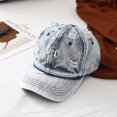 thumbnail image 4 of CoCopeaunts Vintage Wash Denim Baseball Cap Men Casual Washed Old Hole Jean Baseball Cap Men Blank Snapback Hat Women Hip Hop Cap Bone, 4 of 6
