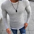 thumbnail image 3 of Koszal Mode Hommes Col Rond Manches Longues Patchwork Pull Tricoté Slim, 3 of 6