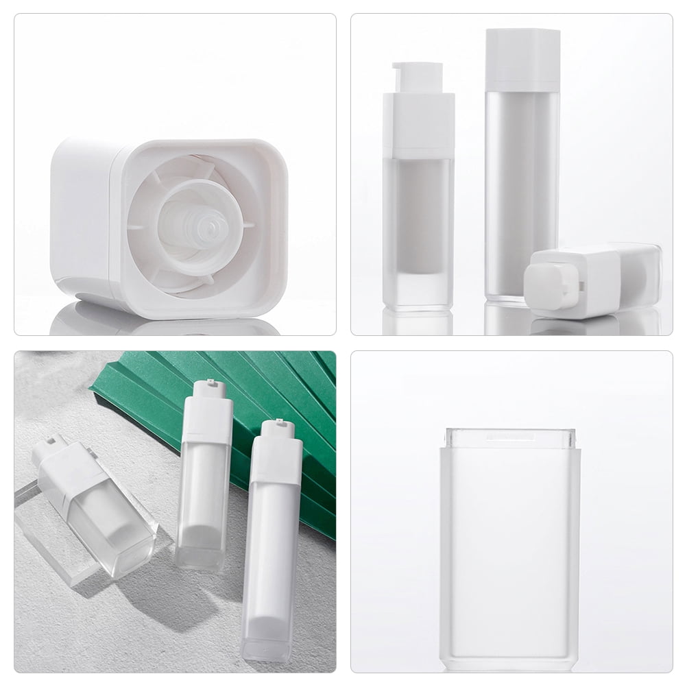 BESTYASH 4-Pack White Airless Pump Bottles Refillable Travel Lotion Containers Lightweight for Cosmetics and Creams