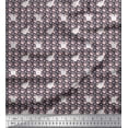 thumbnail image 1 of Soimoi Poly Crepe Fabric Footprint & Cat Kids Print Sewing Fabric Yard 42 Inch Wide, 1 of 3