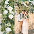 thumbnail image 4 of Fymlhomi 2mWhite Artificial Silk Fake Flowers Garland Peony Eucalyptus Plants Vine Hanging for Wedding Home Party Garden Craft Arch Decor (Color: 21 Leaves), 4 of 5
