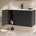 thumbnail image 3 of Cascade 36" Wall-Mounted Bathroom Vanity in Black Oak with Sink Top, 3 of 9