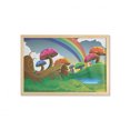thumbnail image 1 of Mushroom Wall Art with Frame, Countryside Sunny Playful Environment Foliage Rainbow Spring Scenery Room, Printed Fabric Poster for Bathroom Living Room, 35" x 23", Multicolor, by Ambesonne, 1 of 2