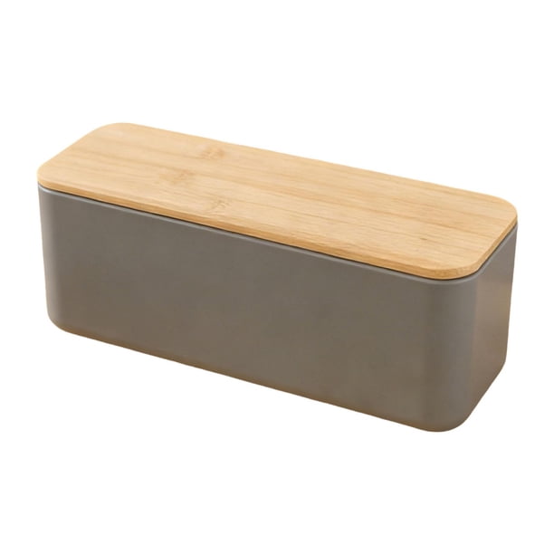 Panera con tapa de madera, elegante recipiente para bocadillos, donas y panes caseros. Tapa gris sin agujero