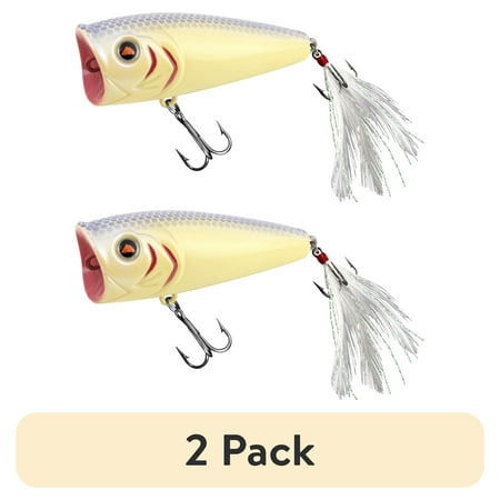 (2 pack) Ozark Trail Topwater Popper Fishing Lure - Bone