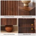 thumbnail image 5 of WIRRYTOR 57" Curved Fluted Kitchen Sideboard Buffet Cabinet, Mid-Century Modern Credenza with Solid Ball Legs for Dining Room Living Room, Walnut, 5 of 13