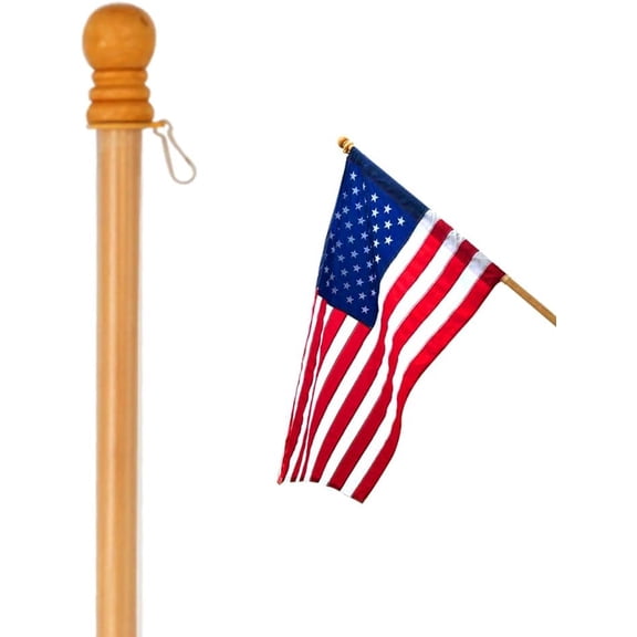 56" Pine Wooden House Flagpole - for Sleeve House Flags (28" x 40") - Wood Flag Pole with Tangle Free Design, Rotating Rings and Anti-Wrap Tube -Flag and Flagpole Holder NOT Included