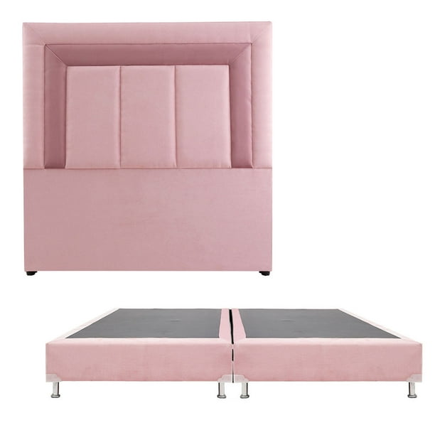 Box Base Cama DICASA King Size + Cabecera Bora Rosa