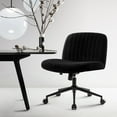 thumbnail image 6 of IWMH Ergonomic Armless Task Office Chair with Wheels, Cross Legged Wide Seat Desk Chair, Black Velvet Upholstered Swivel Vanity Chair, for All Ages, 6 of 12