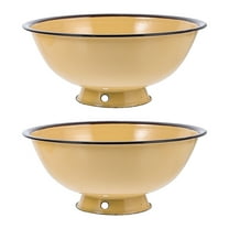 KAKOWELY 2Pcs Meal Prep Containers Reusable Enamel Bowls Yellow 16.0x16.0x7.0in