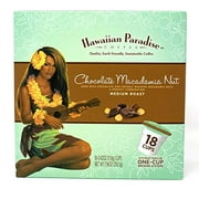 Hawaiian Paradise Coffee Chocolate Macadamia Nut Single Serve Cups 18 Count - Medium Roast - Compatible with Keurig K-Cup Brewers