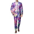 thumbnail image 3 of Men's Carnival Print Two Piece Suit – Slim Fit Blazer and Pants in L-3XL, Colorful Printed Stage Performer Outfit for Events and Festivals, 3 of 5