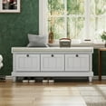 thumbnail image 3 of Harper & Bright Designs Shoe Storage Bench with Cushion, Entryway Shoe Bench with Seat and Three Drawers for Hallway Living Room, Light Gray, 3 of 14