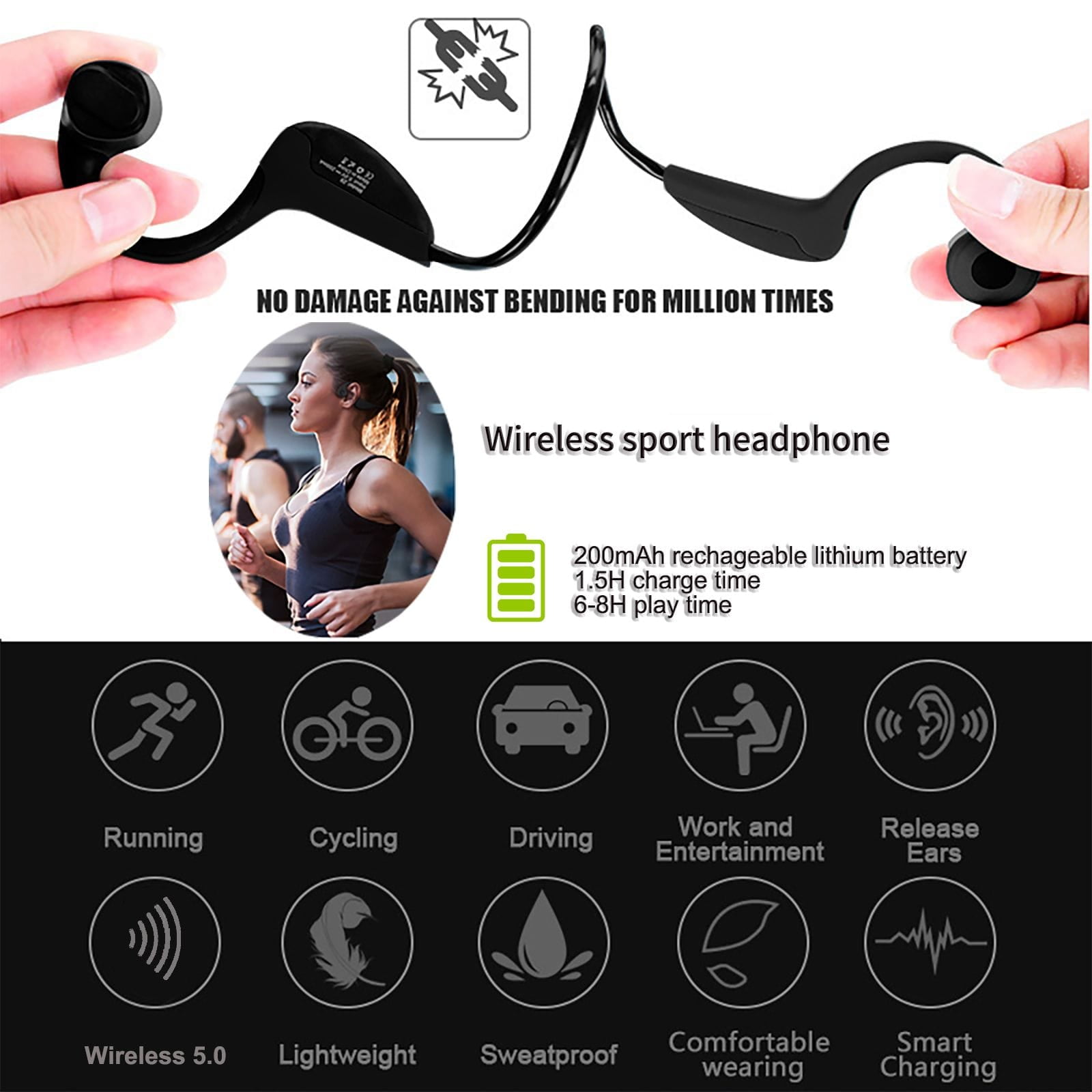 eEAR-BC-BT-Tx eEAR Bone Conduction Hearing Amplifier with Sound Transmitter. 2 in ONE, Bone Conduction Bluetooth headphones, military grade technology, Hearing Amplifier