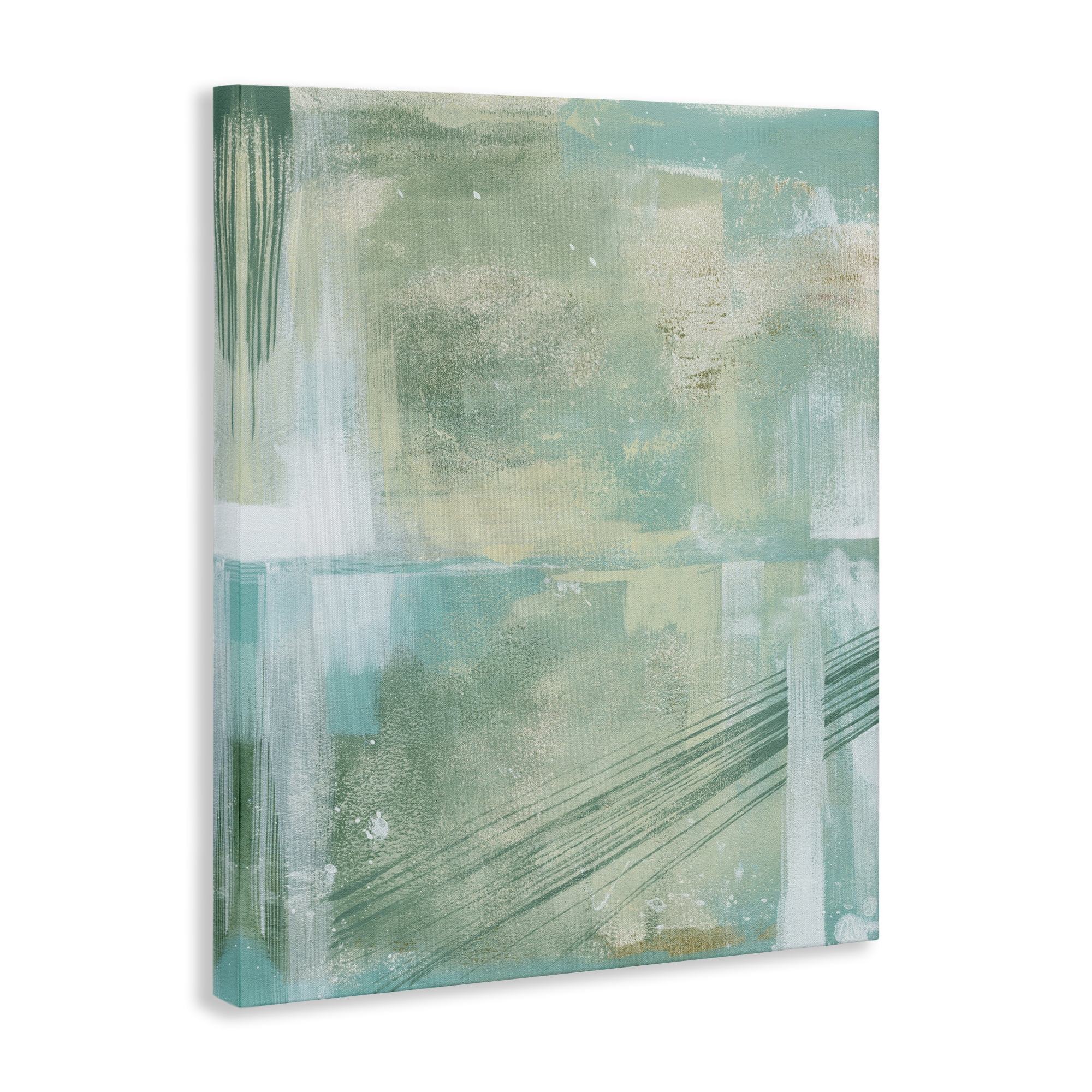 Stupell Industries Green Industrial Abstraction Abstract Painting Wrapped Canvas Art Print Wall Art, 24 x 30