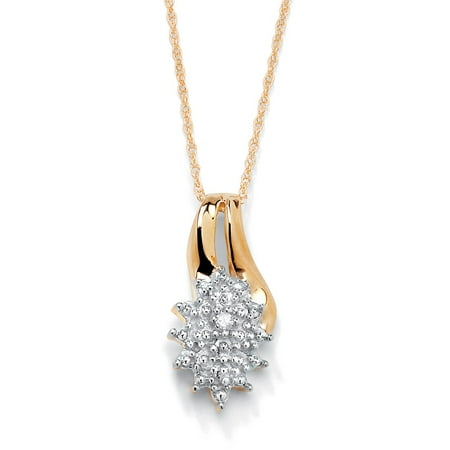 Diamond Accented Cluster Pendant Necklace in 18k Gold over Sterling Silver 18