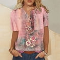 thumbnail image 3 of Birdeem Fashion Women Round Neck Short Sleeve Print Button Pocket Casual Tops, 3 of 4