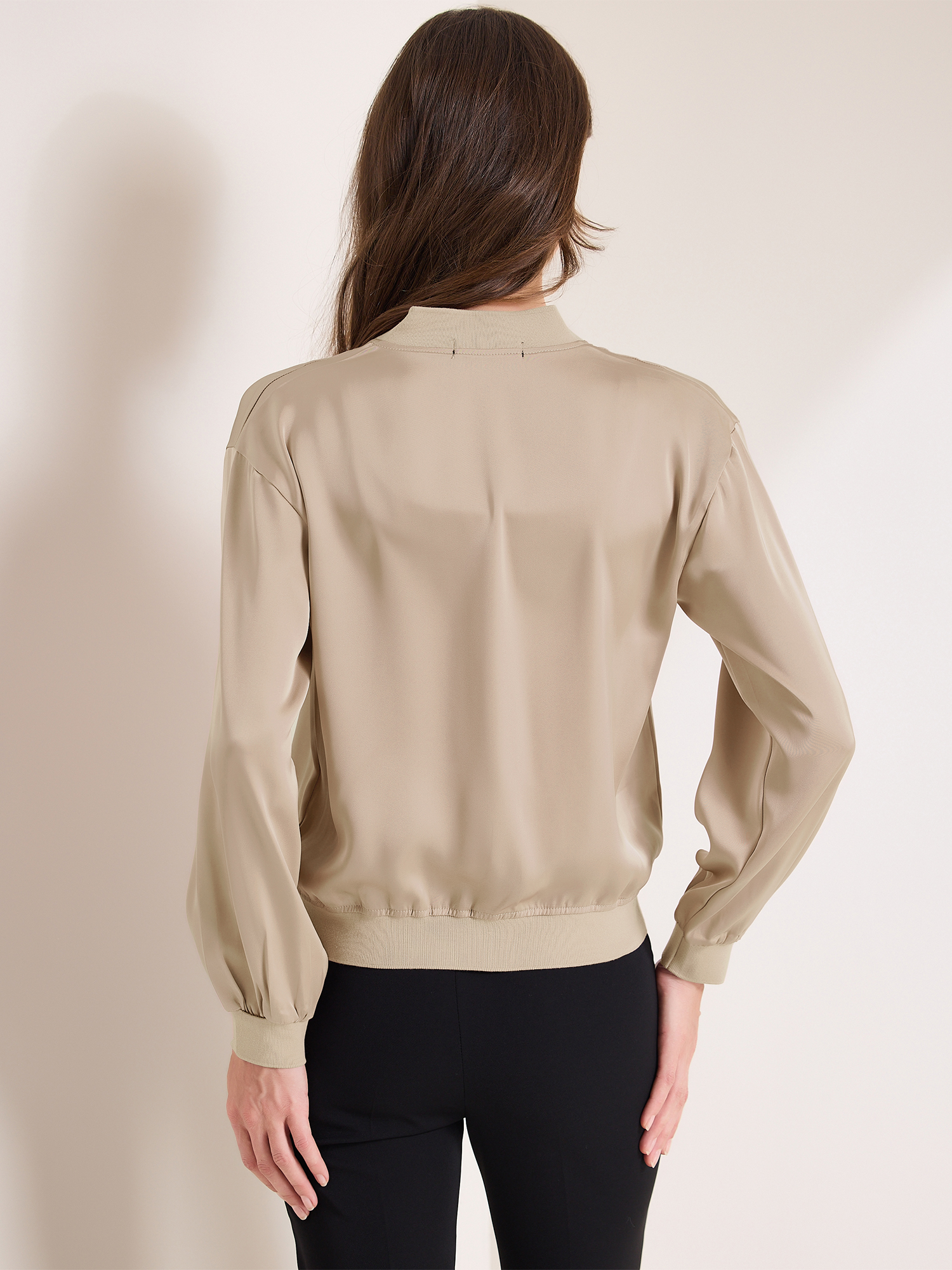 DARING DIVA Zip Up Coat Long Sleeve Outerwear  Lightweight Top S Champagne