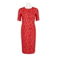 thumbnail image 3 of Taylor Crew Neck Short Sleeve Bodycon Zipper Back Floral Lace Dress-RED / 10, 3 of 3