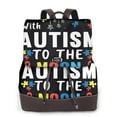 thumbnail image 1 of Balery I Love With Autism To The Moon And Back Mochila de Cuero para Mujeres, Gran Capacidad, Bolsa de Viaje Multifuncional, Mochila de Cuero y Bolsa de Hombro para Mujeres, 1 of 4