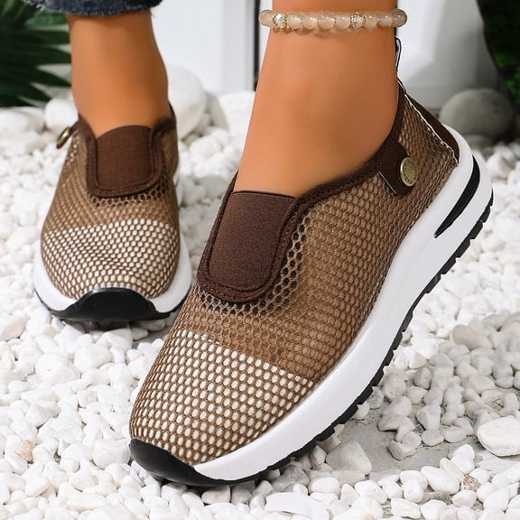 Bkhluea Women Mesh Breathable Slip-On Sneakers Comfortable Footwear For Daily Travel Outdoor Activities