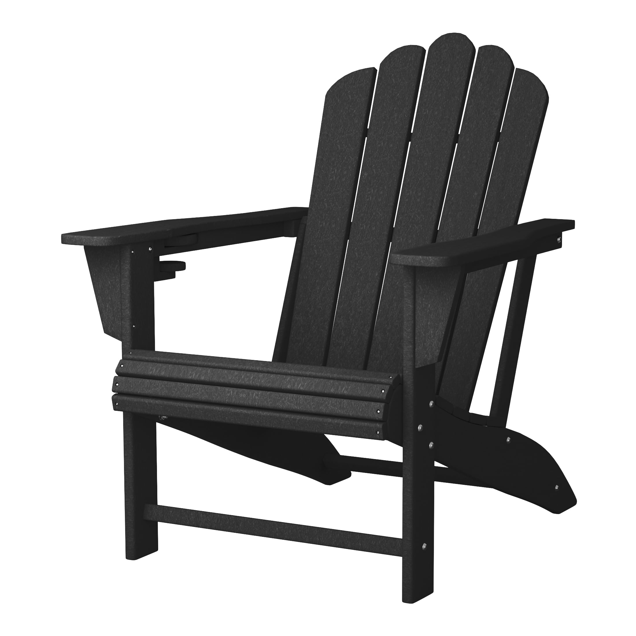 WestinTrends Highland Outdoor Patio HDPE Adirondack Chair With Cup Holder, Black