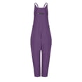 thumbnail image 3 of Cameland Plus Size Women Casual Jumpsuits Cold Shoulder Capris Pants Solid Suspender Straight Leg Pockets Rompers, 3 of 4